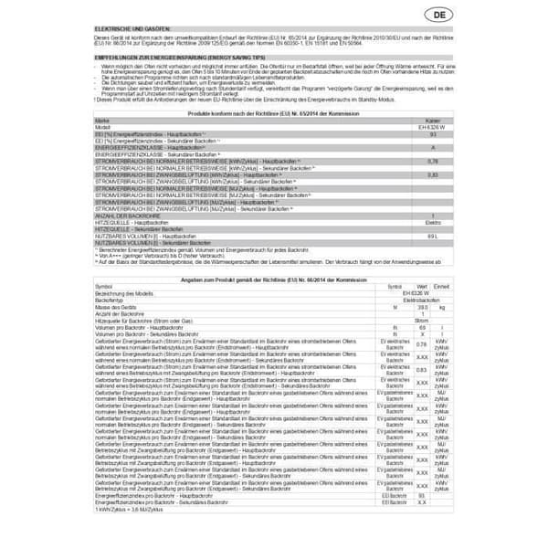 Kaiser Four Set EH 6326 W+KCT 6705 FI, Fyr elektrisk, Autonom, 79L+induktionshäll 60 cm