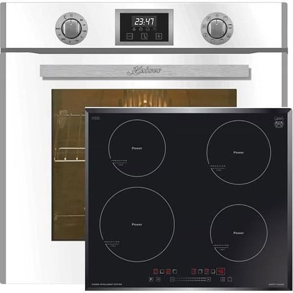 Kaiser Four Set EH 6326 W+KCT 6705 FI, Fyr elektrisk, Autonom, 79L+induktionshäll 60 cm