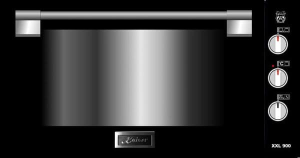 Kaiser Küchengeräte Inbyggnadsugn EG 9371.., Inbyggnadsugn gas 90 cm 79L autark självrengörande svart glas