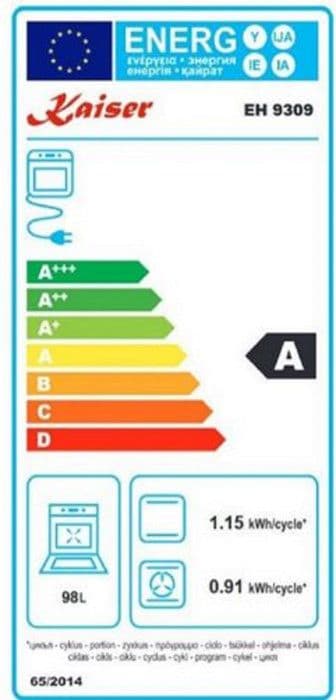 Kaiser EH 9309 Inbyggnadsugn 90 cm 105L Svart glas TouchControl