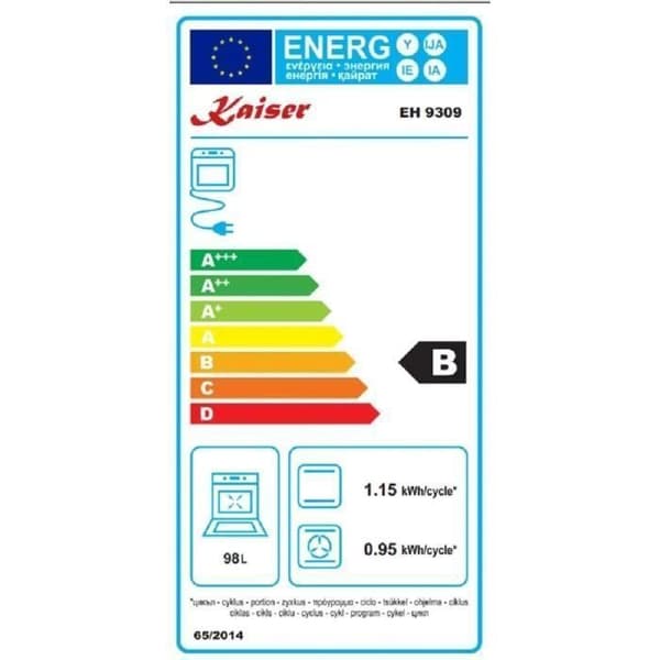 Kaiser EH 9309 Inbyggnadsugn 90 cm 105L Svart glas TouchControl