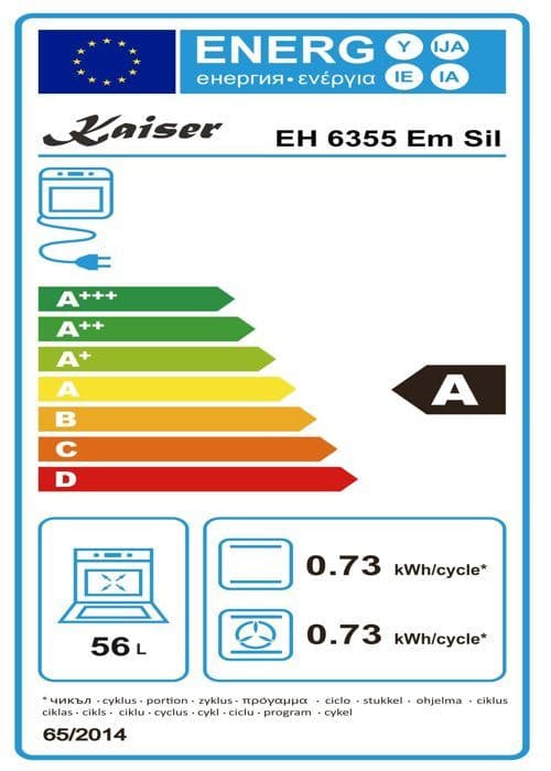 Kaiser EH 6355 Em Sil+KCT 6703 F Fyr elektrisk autonom, självrenande, spette, Glaskeramikhäll 60 cm