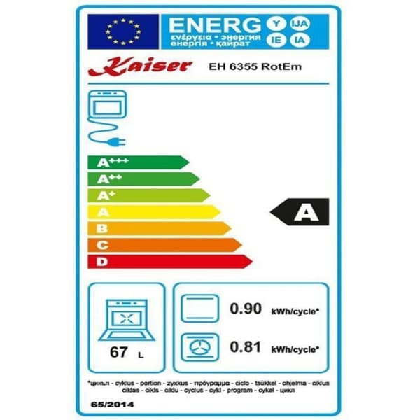 KAISER Ensemble fyra EH 6355 RotEm+KCT 6185 RotEm Fyra elektrisk Autonom, 8 funktioner med glaskeramisk spiskåpa 60 cm