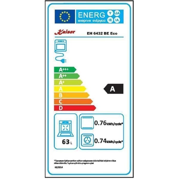 Kaiser Köksapparater Inbyggd ugn "EH 6432 BE", Retro Inbyggd elektrisk ugn, Fristående, 68 L, Grillsnurrspett