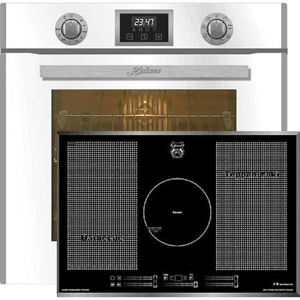 Kaiser Four Set EH 6326 W+KCT 777 FI La Perle, Elektrisk ugn, 79L+induktionshäll 77 cm
