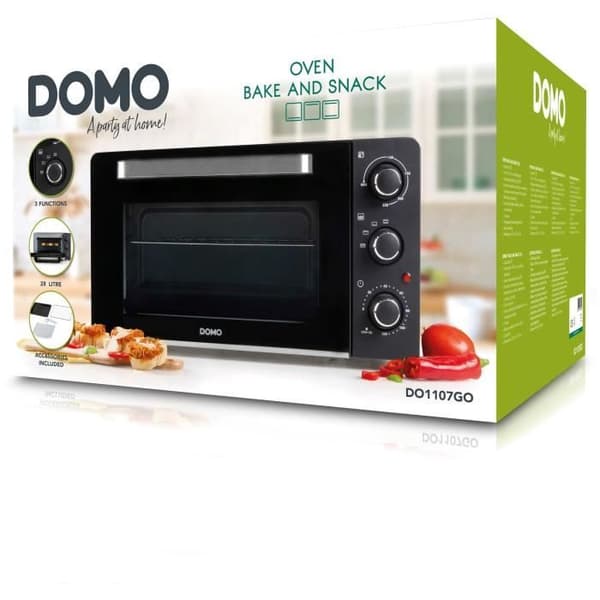 DOMO DO1107GO minipaisto- ja välipalauuni - 28 L - musta - 1500 wattia -