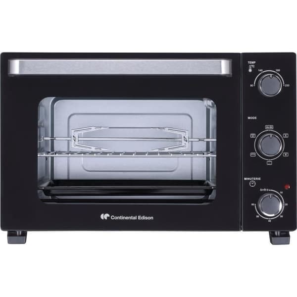 CONTINENTAL EDISON CEMF35B4 - 35L svart elektrisk miniugn - 1500W - Rotisserie, Naturlig konvektion