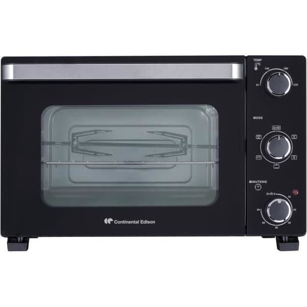 CONTINENTAL EDISON CEMF28B2 elektrisk miniugn - 28L svart - 1500W - Rotisserie, Naturlig konvektion