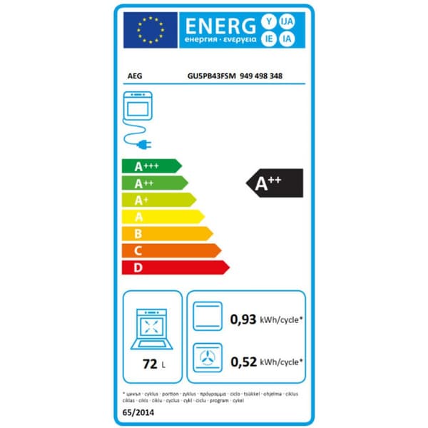 Selvrensende stekeovn med pyrolyse AEG GU5PB43FSM 72 L