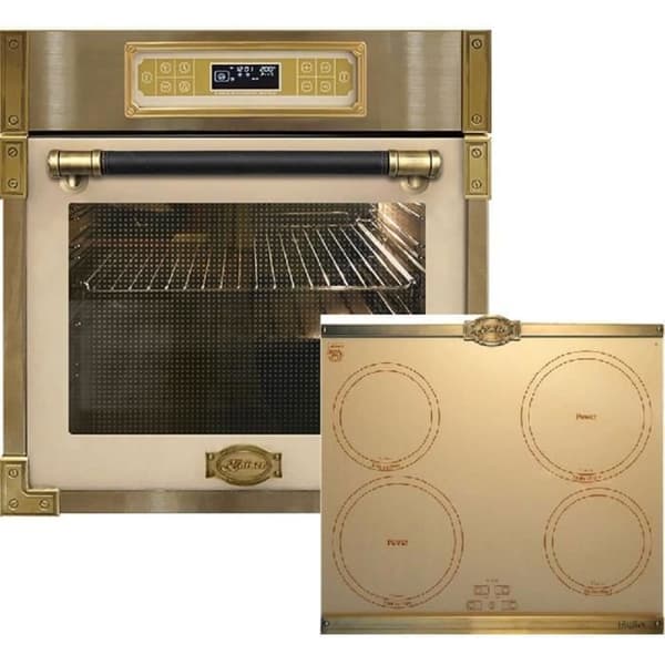 Kaiser Four Set EH 6726 ElfAD + KCT 6395 IelfEm, Fyra inbyggnadsugnar retro 80L + induktionshäll, 60 cm