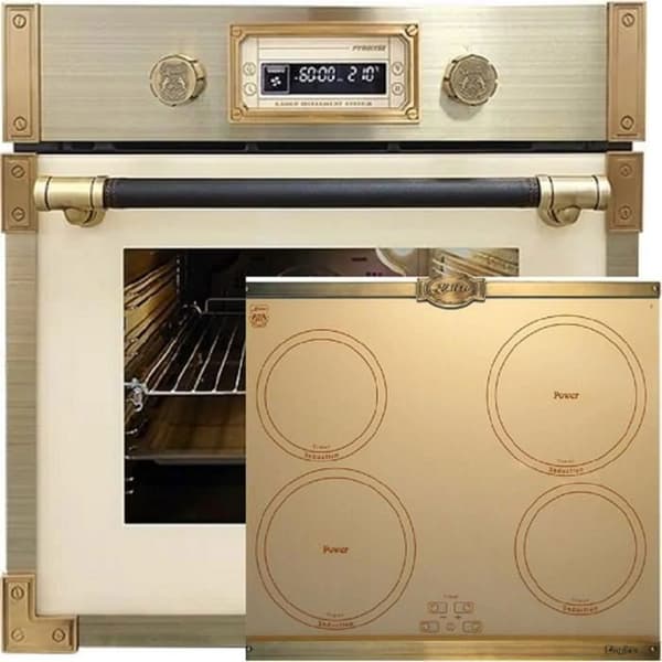 Kaiser Four Set EH 6427 ElfAD+KCT 6395 IelfEm, Retro Pyrolyse inbyggnadsugn 73L + induktionsspis, 60 cm