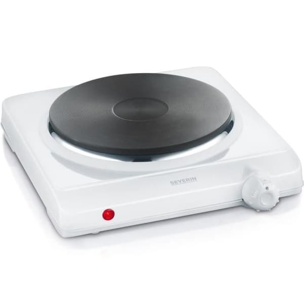 SEVERIN KP1091 Rechaud - elektrisk spis 1500W - diameter 18 cm - justerbar termostat - idealiska små köksutrymmen / vit Hvid