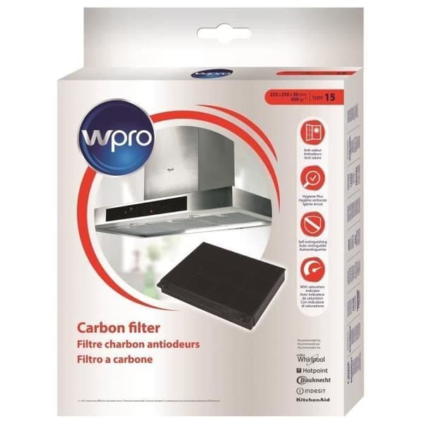 WPRO CHF15/1 kolfilter för huv - Typ 15 300g/m² dim 225x210x30mm