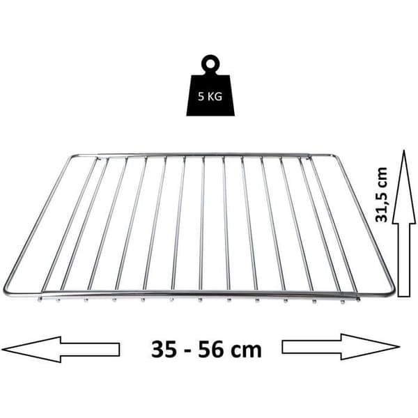 DL-pro Utdragbart matlagningsgaller från 35 till 56 cm - Kompatibel med Wpro 480181700954 - Universell användning för ugn,6