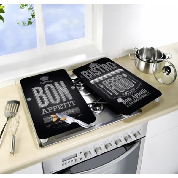 WENKO Hällskydd, "Bon Appetit" glashäll, set om 2, härdat glas, 30x52 cm, flerfärgad