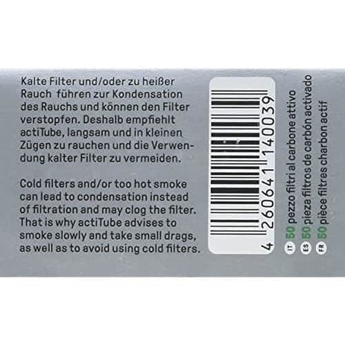 Aktivt kolfilter - actiTube - Slim - 4 lådor med 50 filter - Enkel att använda - Tillverkad i Tyskland