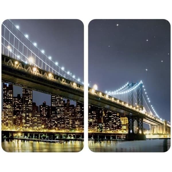 WENKO Hob Protector, "Brooklyn Bridge" glashällsskydd, set om 2, härdat glas, flerfärgat