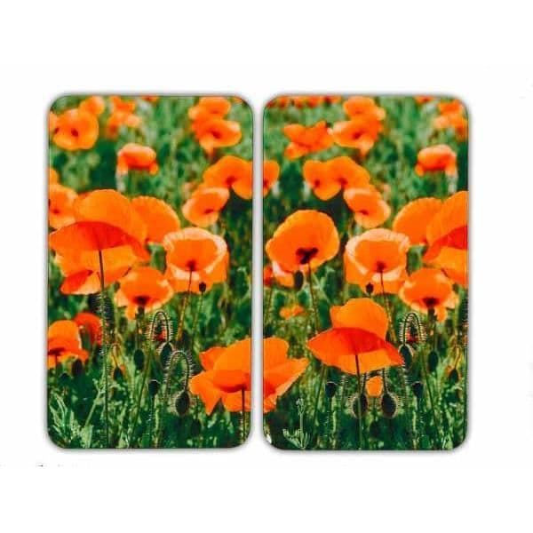 Hällskydd - WENKO - Vallmofält - Härdat glas - Set om 2 - Flerfärgad
