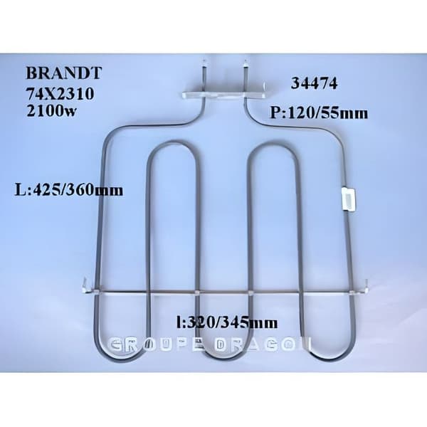 Toppgrillmotstånd 2100W 230V för BRANDT ugn - Originaltillverkade del