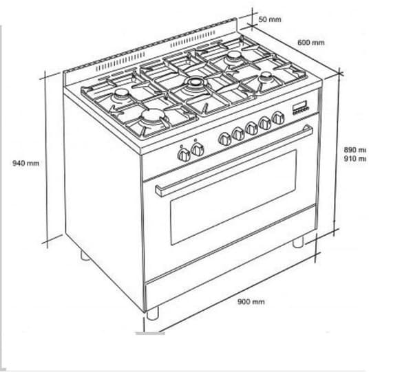 GURARI Rouge Cuisinière électrique à gaz 90 GCH E 911 R, Centre de cuisson électrique à gaz 90 cm, Range Coocker, 121L, 8 funktioner