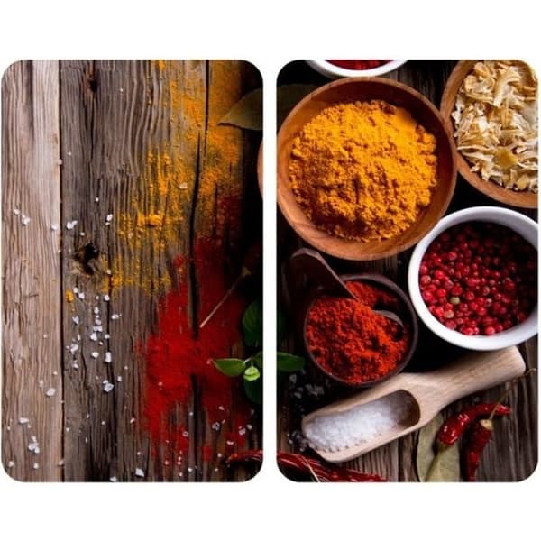 WENKO Hällskydd, glashällskåpa "Spices", Set om 2, härdat glas, 30x52 cm, flerfärgad