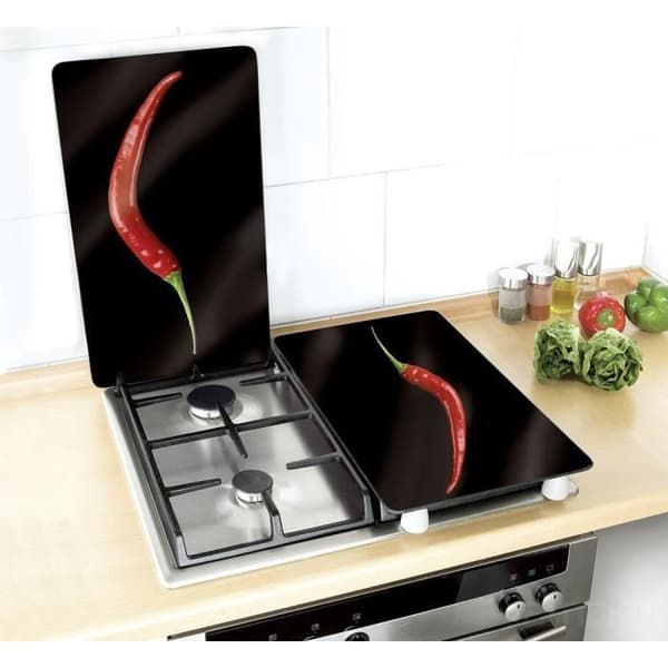 WENKO Hällskydd, "Hot Pepperoni" glashäll, set om 2, härdat glas, 30x52 cm, flerfärgad