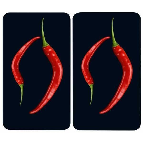 WENKO Hällskydd, glashällskåpa "Duo Peperoni", Set om 2, härdat glas, 30x52 cm, flerfärgad