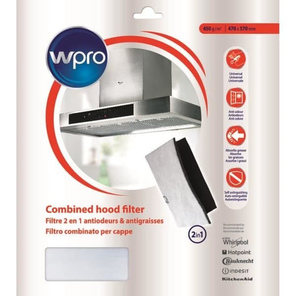 Universalfett- och kolfilter 2 i 1 - WPRO UCF016 - 470x570 mm - 450g/m2