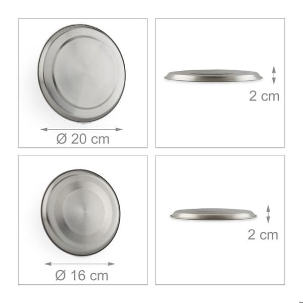 Relaxdays Cacheplatta elektrisk rostfritt stål set om 4, skydd för spis, upp till 20 cm i diameter, silver