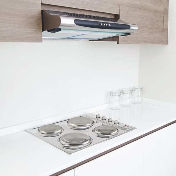 Relaxdays Cacheplatta elektrisk rostfritt stål set om 4, skydd för spis, upp till 20 cm i diameter, silver