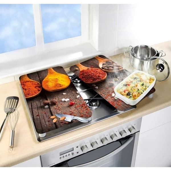 Allstar Set med 2 spishällsplattor för glaskeramiska eller induktionsplattor, Härdat glas, 30 x 0.8 x 52 cm, Flerfärgad