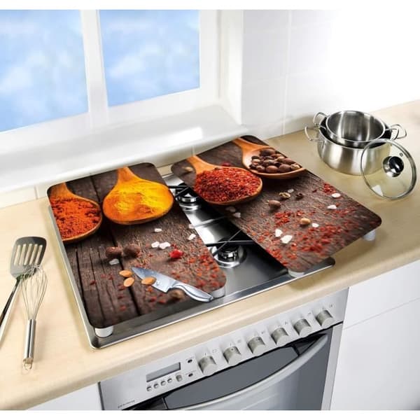 Allstar Set med 2 spishällsplattor för glaskeramiska eller induktionsplattor, Härdat glas, 30 x 0.8 x 52 cm, Flerfärgad