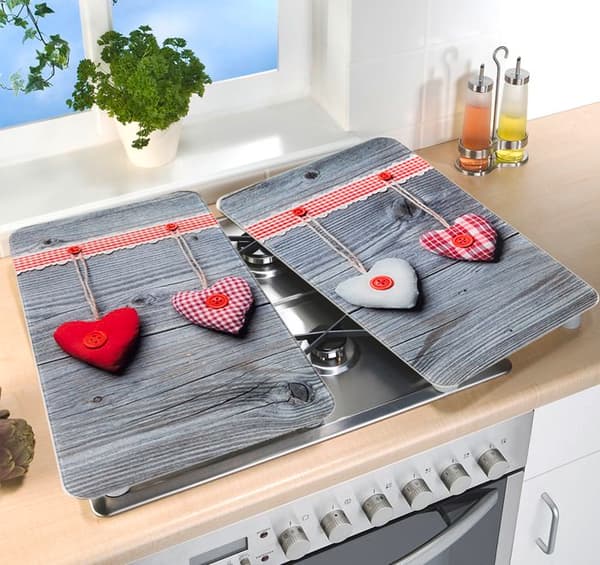 WENKO Hällskydd, "Heart" glashäll, set om 2, härdat glas, 30x52 cm, flerfärgad