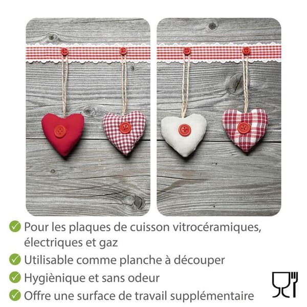 WENKO Hällskydd, "Heart" glashäll, set om 2, härdat glas, 30x52 cm, flerfärgad