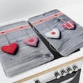Miniatyrbild 2 av 6: WENKO Hällskydd, "Heart" glashäll, set om 2, härdat glas, 30x52 cm, flerfärgad