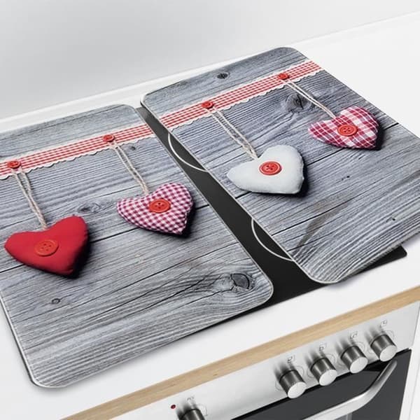 WENKO Hällskydd, "Heart" glashäll, set om 2, härdat glas, 30x52 cm, flerfärgad