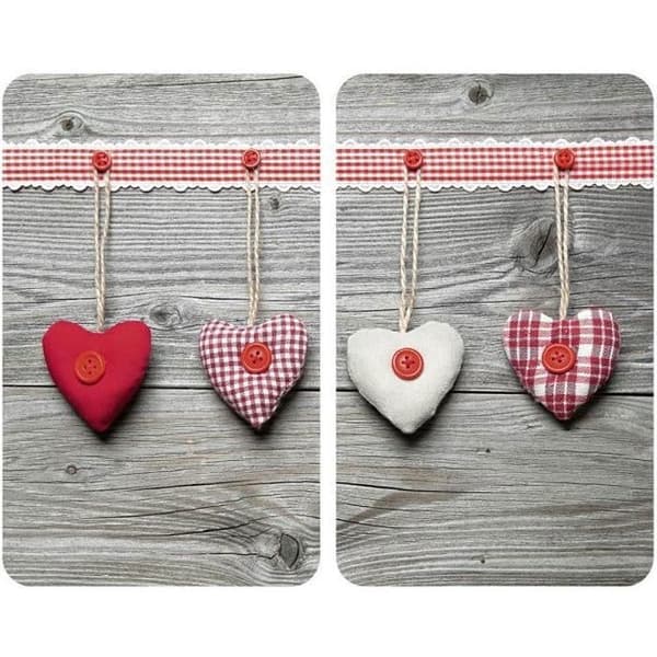 WENKO Hällskydd, "Heart" glashäll, set om 2, härdat glas, 30x52 cm, flerfärgad