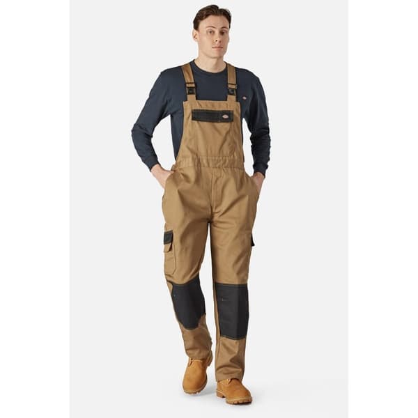 Dickies Mens Bib And Brace Trouser Khaki Brown/Black S
