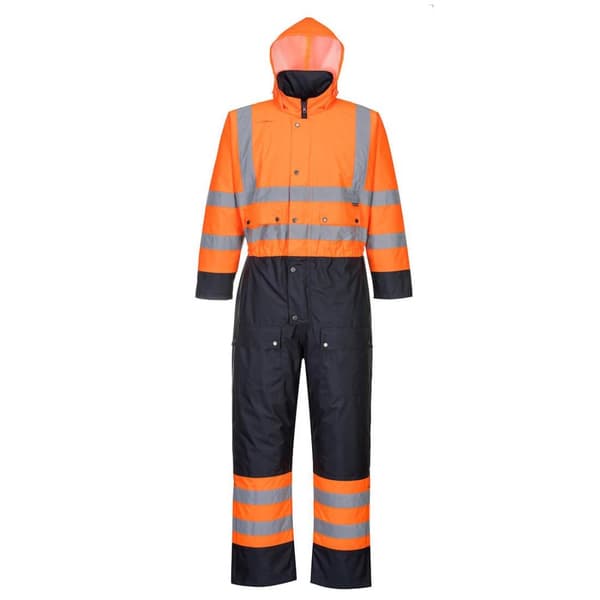 Portwest Unisex sikkerhedsoveralls med kontrastfarvede hi-vis-overalls til voksne