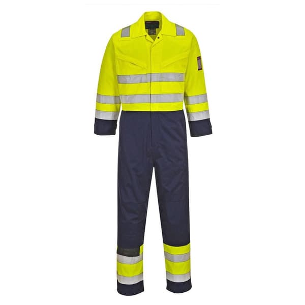Portwest Unisex Adult Modaflame Hi-Vis Overalls Yellow/Navy L L