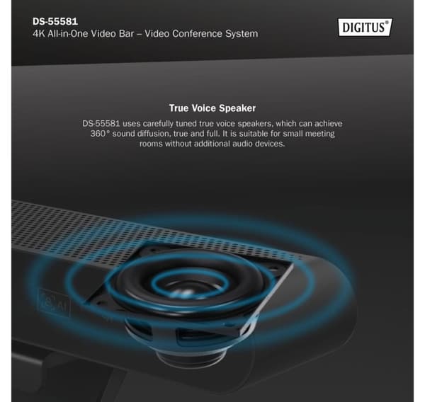 Digitus, 4K All-in-One -videopalkki - Videoneuvottelujärjestelmä, DS-55581
