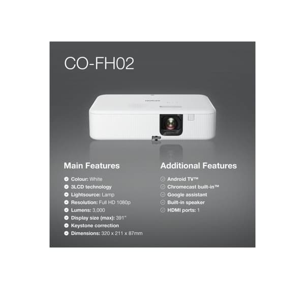 Epson, 3LCD-projektor, CO-FH02