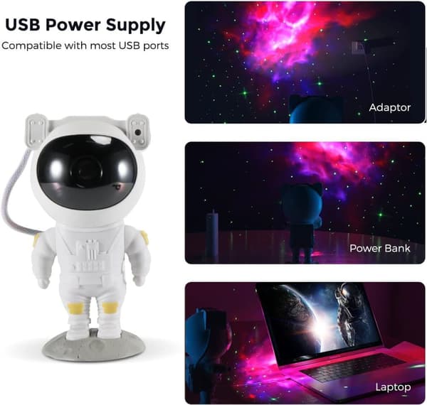 Astronaut Nattlampa / Galaxylampa - Nebula Stjärnprojektor medStjärnhimmelsprojektor