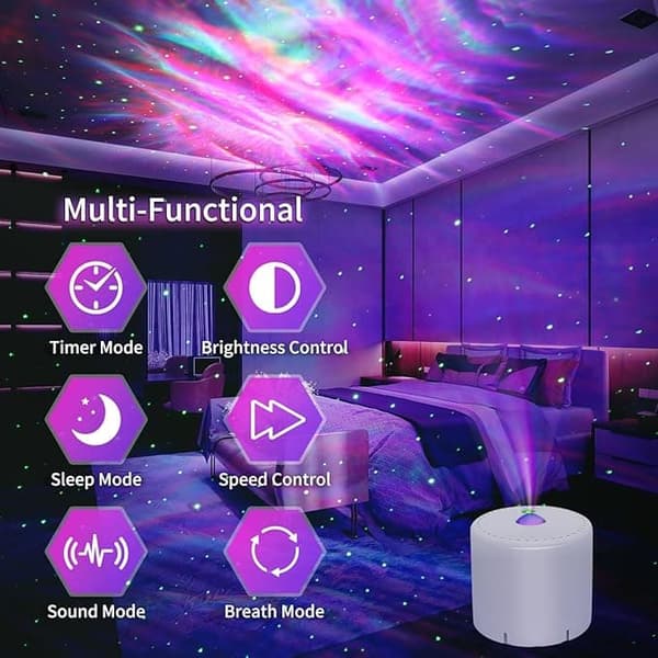 Galaxy Projektorlampa med Timer & Fjärrkontroll – Stjärnprojektor för Sovrum & Fest