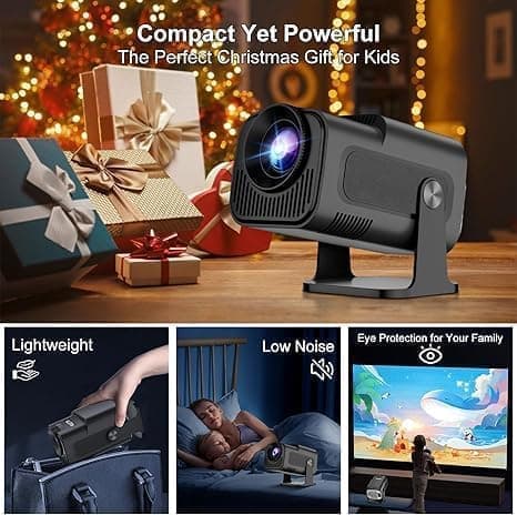OBOSOE 1080P kannettava 4K-projektori – Wi-Fi 6 (2.4G/5G), BT5.0, Android 11, 180° käännettävä