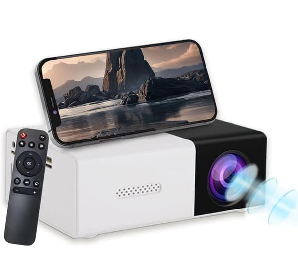 Lollanda Mini projektor - Full HD 1080p, bärbar, låg ljudnivå, upp till 60" bild, kompatibel med flera enheter, för Hemma & Utomhus