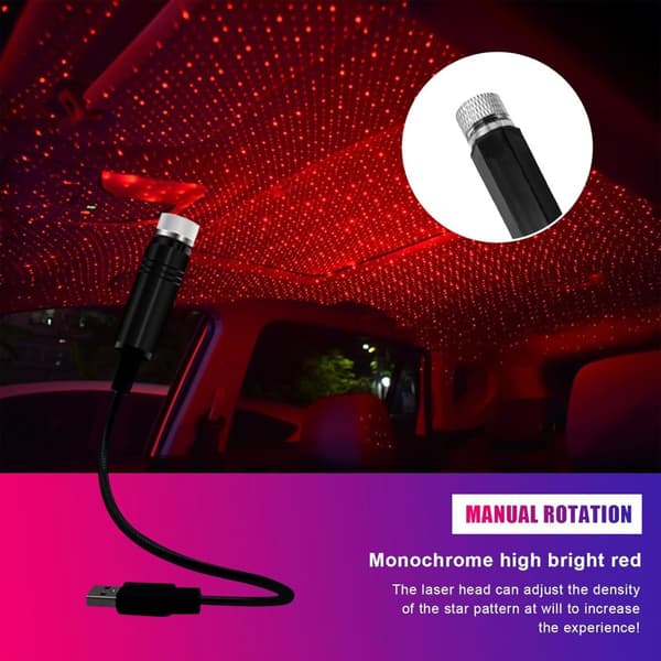 Lollanda USB stjärnljus för bil – justerbar LED stjärnprojektor, romantisk nattlampa för bilens innertak, sovrum och fest