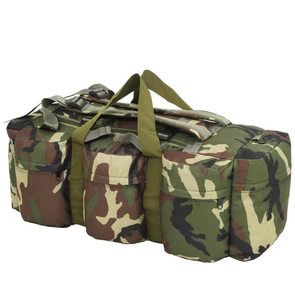 vidaXL 3-i-1 Militärinspirerad duffelväska 90 L kamouflage
