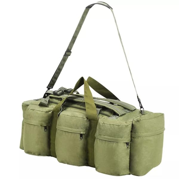 vidaXL duffelbag i 3-i-1 army-stil 90 l olivengrøn