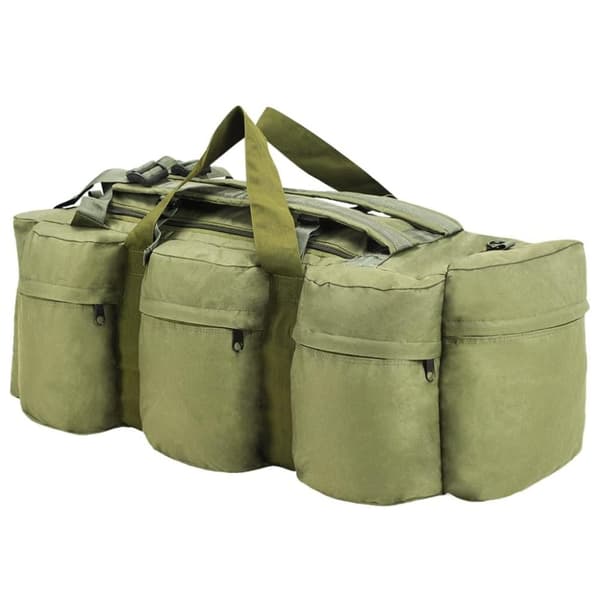 vidaXL duffelbag i 3-i-1 army-stil 90 l olivengrøn